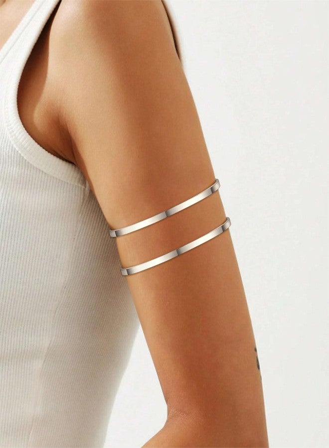 FIRAZIO 4PCS Arm Cuff Jewelry for Women Upper Arm Cuff Bangle Band Armlet Adjustable Arm Cuff Bracelet Set - Image 5
